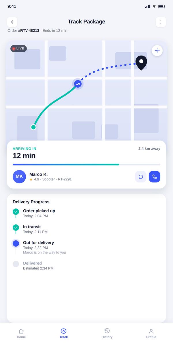 Routavo tracking app screenshot